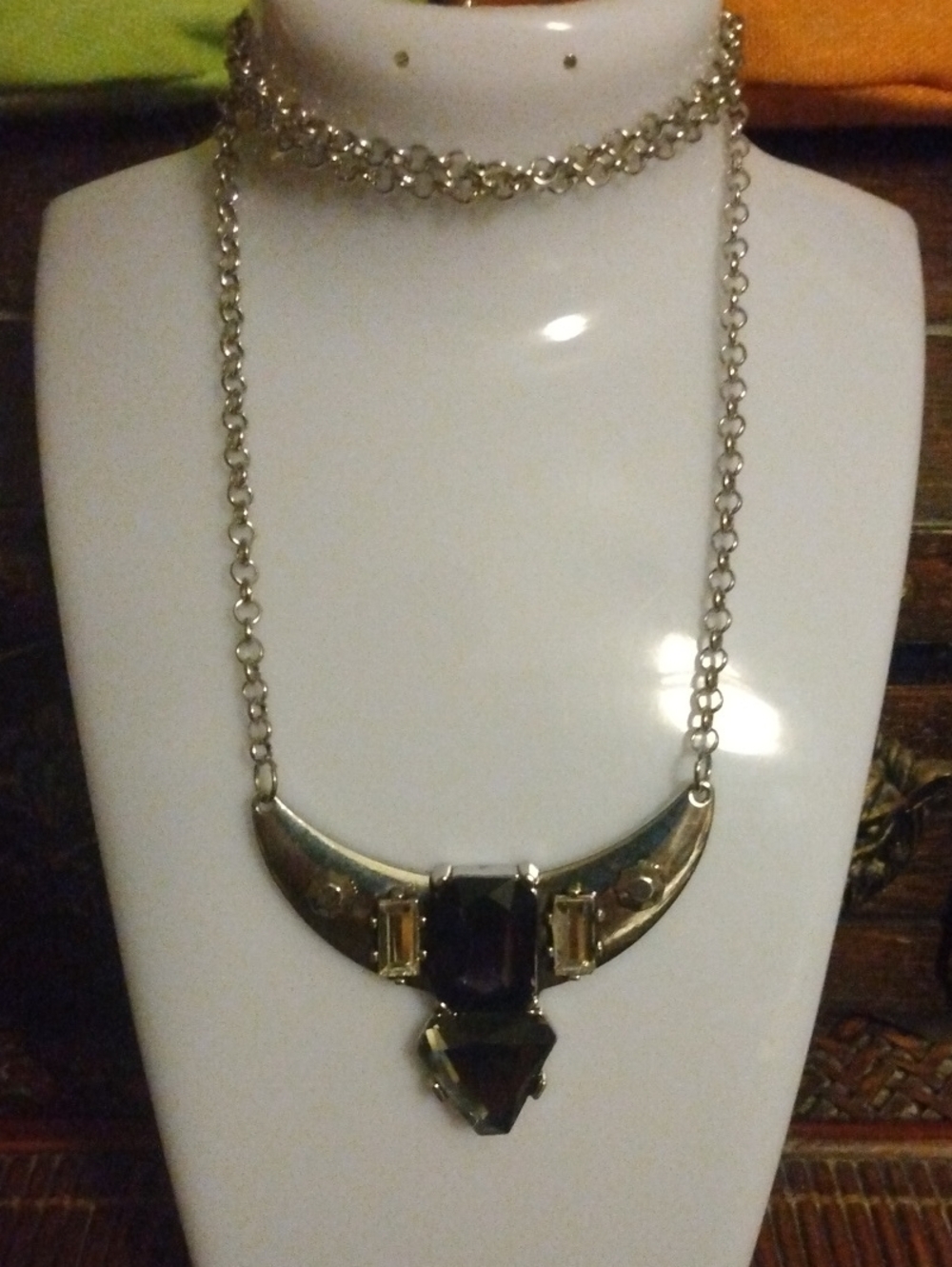 Gold-Tone Purple Statement Necklace